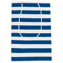Blaue und weiße Streifen Mittlere Geschenktüte