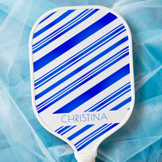 Blaue und weiße Streifen Moderne Elegante Individu Pickleball Schläger (Von Creator hochgeladen)