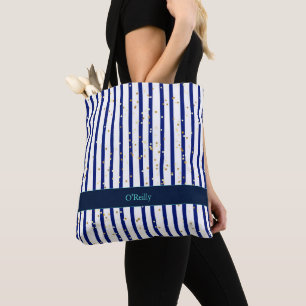 Blaue und weiße Streifen Moderne Monogramme