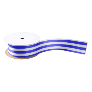 Blaue und weiße Streifen Satinband