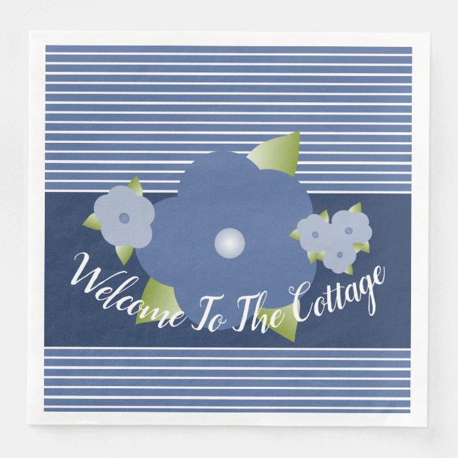 Blaue und weiße Streifen Serviette (Vorderseite)