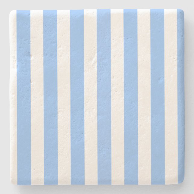 Blaue und weiße Streifen Steinuntersetzer (Vorderseite)