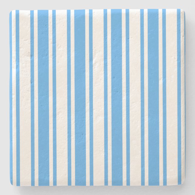 Blaue und weiße Streifen Steinuntersetzer (Vorderseite)