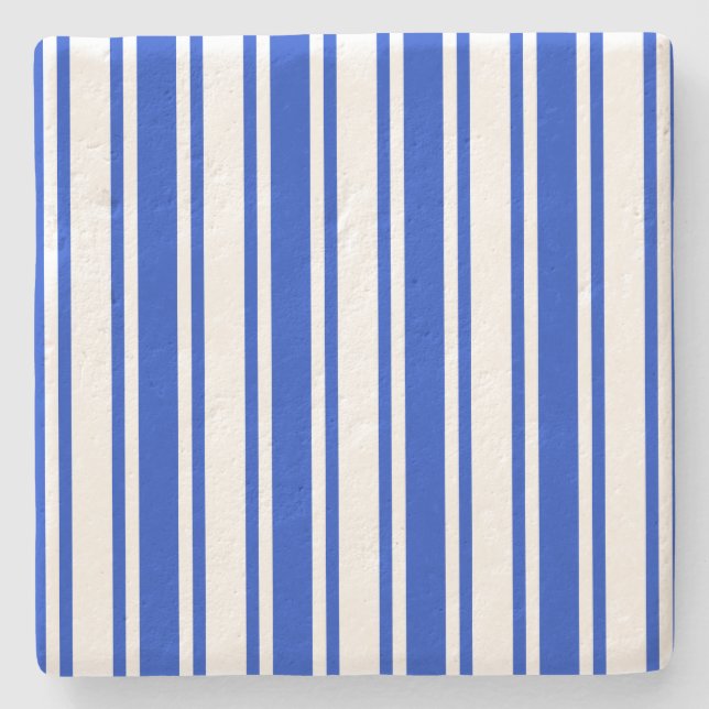 Blaue und weiße Streifen Steinuntersetzer (Vorderseite)