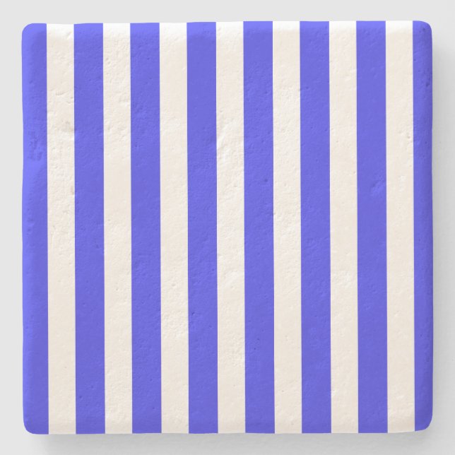 Blaue und weiße Streifen Steinuntersetzer (Vorderseite)