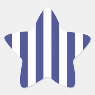 Blaue und weiße Streifen Stern-Aufkleber