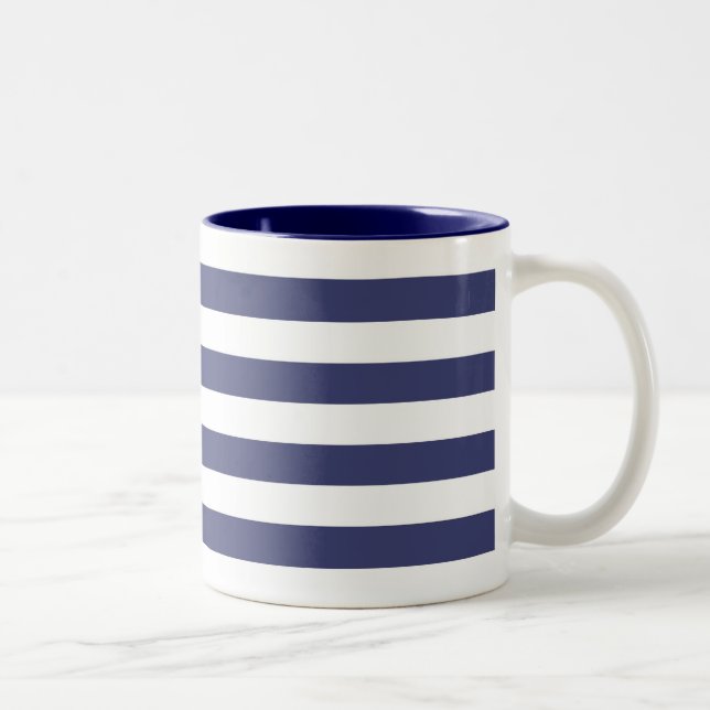 Blaue und weiße Streifen Zweifarbige Tasse (Rechts)