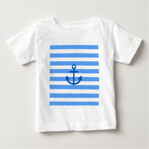 Blaue und weiße Streifenmuster mit Ankern Baby T-shirt