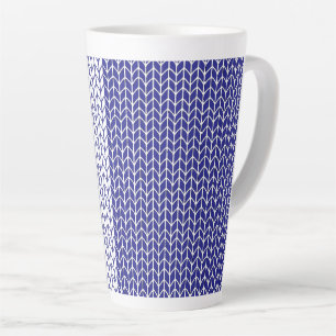 BLAUE UND WEISSE STRICKWARE Hoher Latte-Mug Milchtasse