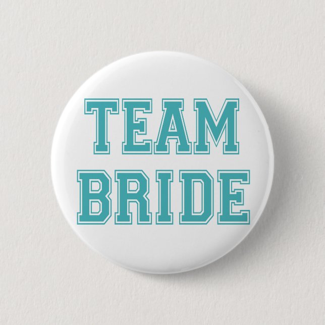 Blaue und weiße Team-Braut Button (Vorderseite)