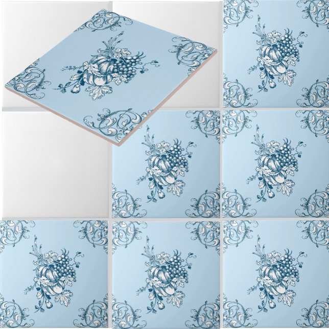 Blaue und weiße Trauben und Fruchtmuster Fliese (Von Creator hochgeladen)