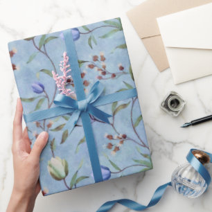 Blaue und weiße Tulips Muster Geschenkpapier