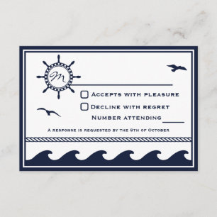 Blaue und weiße UAWG der Nautischen Marine RSVP Karte