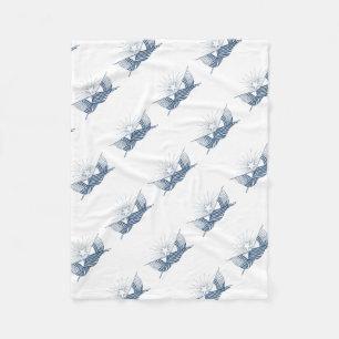 Blaue und weiße Vintage amerikanische Flaggen mit Fleecedecke