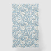 Blaue und weiße Vintage Blumen-Blackout-Vorhänge