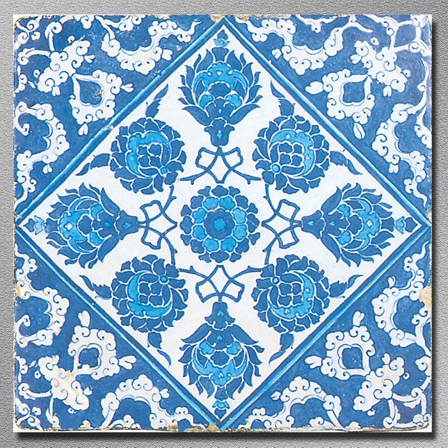 Blaue und weiße Vintage-Delfter Kunst Fliese (Blue White Cornflower Vintage Delft Art Tile)