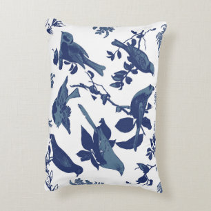 Blaue und weiße Vintage Vogelkissen Dekokissen