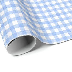 Blaue und weiße Wasserfarb-Gingham Geschenkpapier