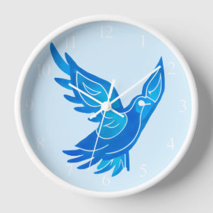Blaue und weiße Wasserfarbe Friedenstruppe Uhr