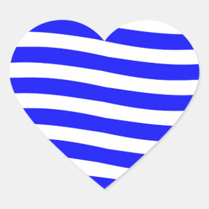 Blaue und weiße Waves Herz-Aufkleber