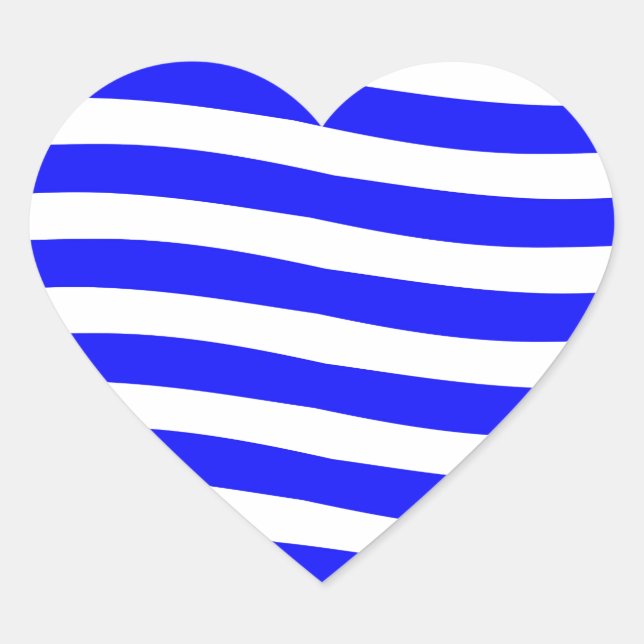 Blaue und weiße Waves Herz-Aufkleber (Vorderseite)