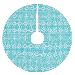Blaue und weiße Weihnachts-Fair-Isle-Muster Polyester Weihnachtsbaumdecke