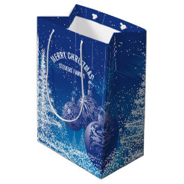 Blaue und weiße Weihnachtsbäume und -dekorationen Mittlere Geschenktüte