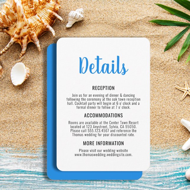 Blaue und weiße weißliche Küstenhochzeit Begleitkarte (Blue and White Whimsical Coastal Wedding Enclosure Card
)