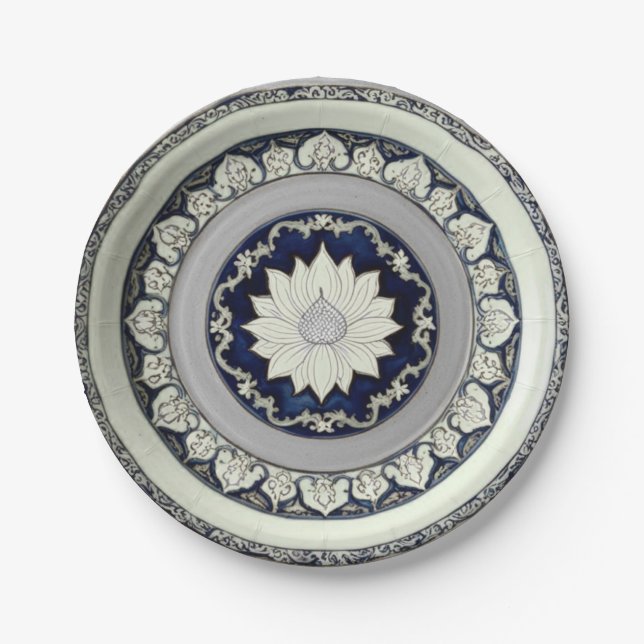 Blaue und weiße Wildblume Blumenporzellan der Kera Pappteller (Vorderseite)