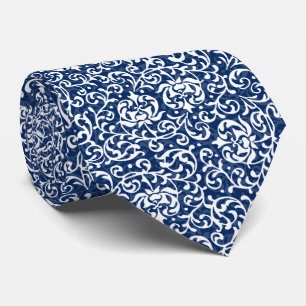 Blaue und weiße William Morris-Art Tudor mit Krawatte