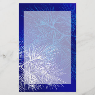 Blaue und weiße Winterkiefer Briefpapier