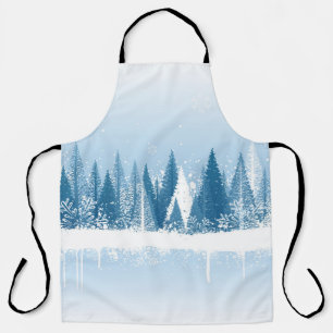 Blaue und weiße Winterwald-Grundierung Schürze