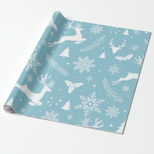 Blaue und weiße Winterwunder Geschenkpapier