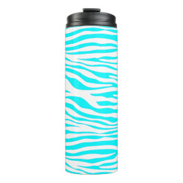 Blaue und weiße Zebrastreifen Thermosbecher