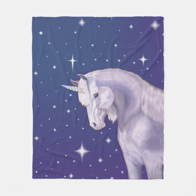 Blaue Unicorn-Fleece Fleecedecke (Vorderseite)