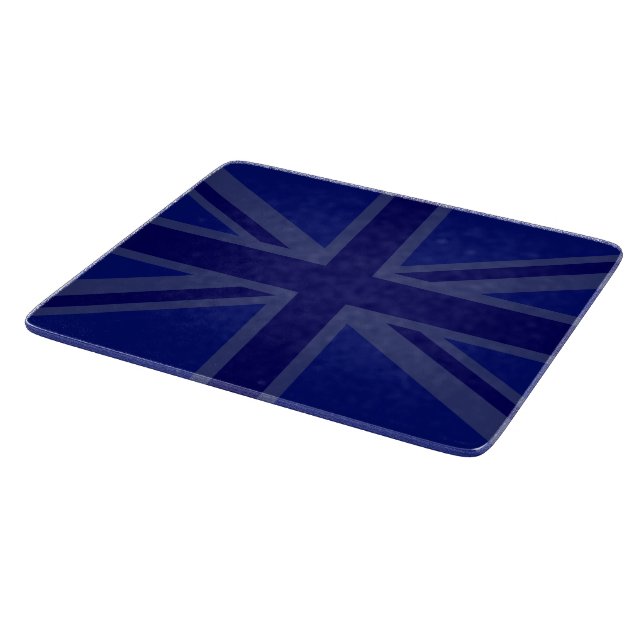 Blaue Union Jack britische Flagge Design Schneidebrett (Ecke)