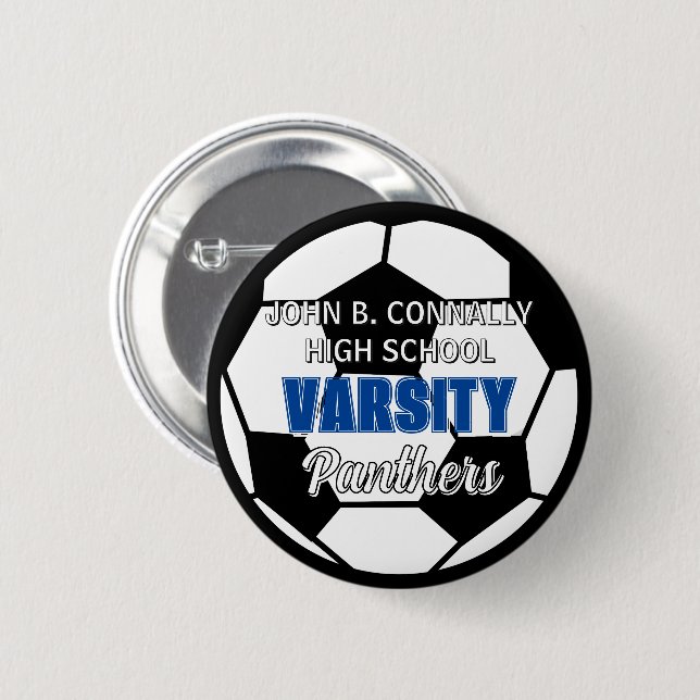 Blaue Universitäts-Fußballmannschaft Benutzerdefin Button (Vorne & Hinten)