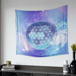 Blaue Universum Heilige Geometrie Wandteppich