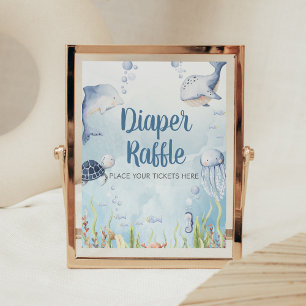 Blaue Unter-dem-Meer-Baby-Party-Windel-Raffle-Schi Poster