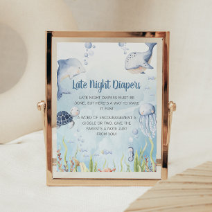 Blaue Unter-dem-Meer-Baby-Shower-Windeln-für-späte Poster