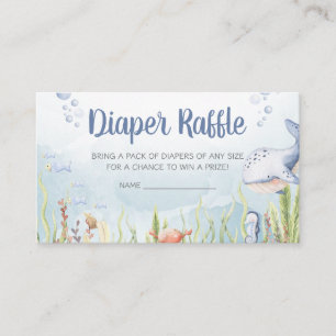 Blaue Unterwasser-Baby-Shower-Windel-Raffle Begleitkarte