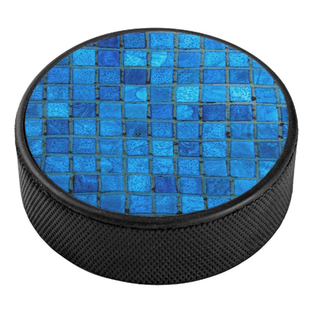 Blaue Unterwasserfliesen Eishockey Puck (3/4)