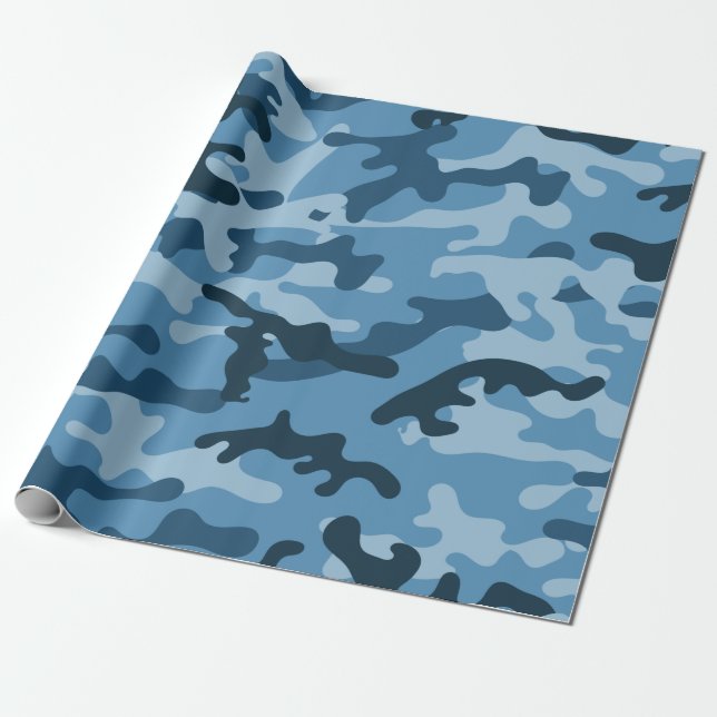 "BLAUE URBAN CAMOUFLAGE" GESCHENKPAPIER (Ungerollt)