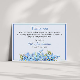 Blaue Vergissmeinnicht-Blumen Trauerfeier Dankeskarte