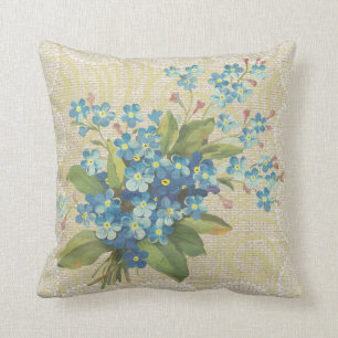 Blaue Vergissmeinnicht & Spitze floral vintage Kis Kissen