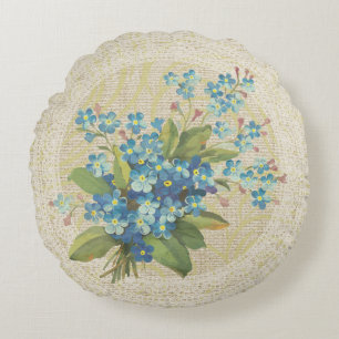 Blaue Vergissmeinnicht & Spitze floral vintage Kis Rundes Kissen