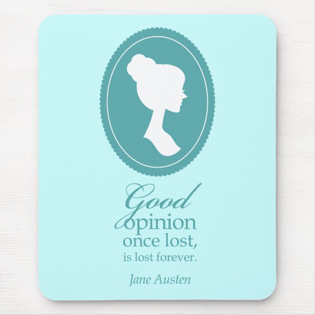 Blaue verlorenes Zitat-Geschenk Jane Austens gute Mousepad (Vorne)