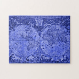 Blaue Version Antike Weltkarte J Blaeu 1664 Puzzle