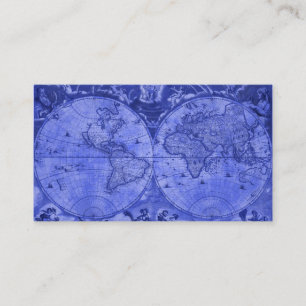 Blaue Version Antike Weltkarte J Blaeu 1664 Visitenkarte