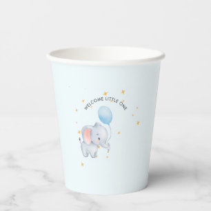 Blaue Verspielte Elefanten-Baby-Party Pappbecher